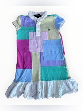 Classic Ralph Lauren Girls Casual Patchwork Polo Dress | Size 6X